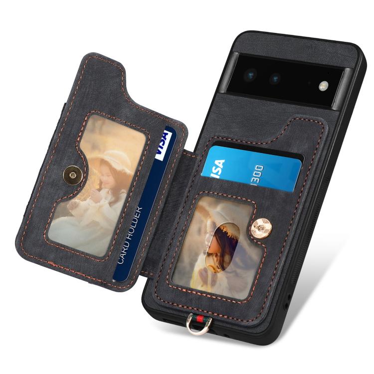 For Google Pixel 6 Retro Skin-feel Ring Multi-card Wallet Phone Case