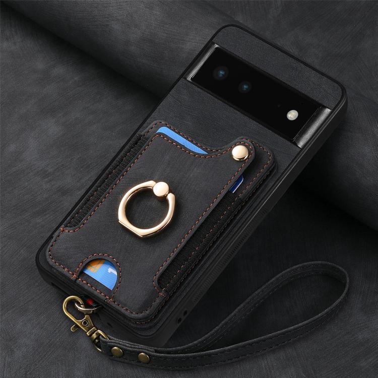 For Google Pixel 6 Retro Skin-feel Ring Multi-card Wallet Phone Case