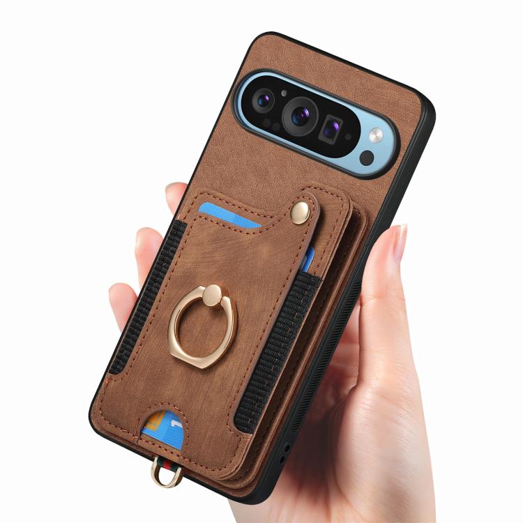 For Google Pixel 9 / 9 Pro Retro Skin-feel Ring Multi-card Wallet Phone Case