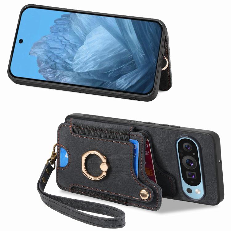 For Google Pixel 9 / 9 Pro Retro Skin-feel Ring Multi-card Wallet Phone Case