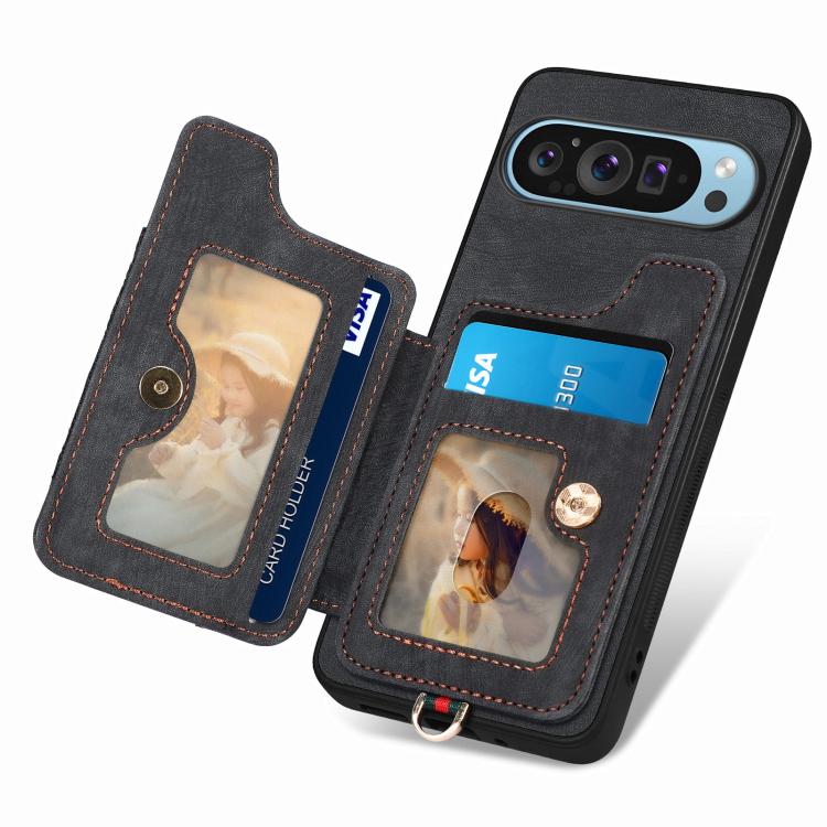 For Google Pixel 9 / 9 Pro Retro Skin-feel Ring Multi-card Wallet Phone Case