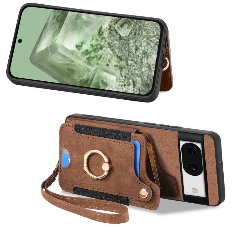 For Google Pixel 8a Retro Skin-feel Ring Multi-card Wallet Phone Case