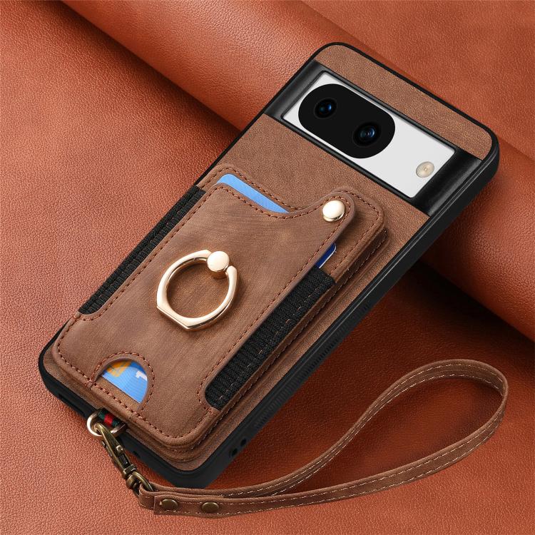 For Google Pixel 8a Retro Skin-feel Ring Multi-card Wallet Phone Case