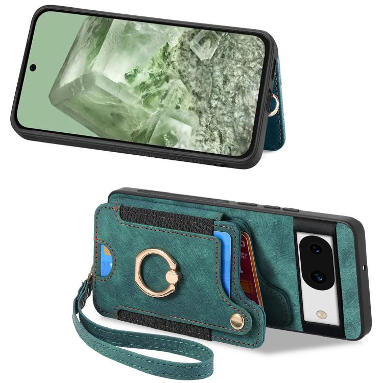 For Google Pixel 8a Retro Skin-feel Ring Multi-card Wallet Phone Case