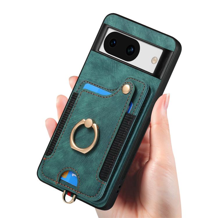 For Google Pixel 8a Retro Skin-feel Ring Multi-card Wallet Phone Case