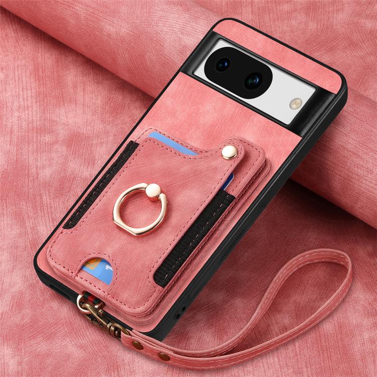 For Google Pixel 8a Retro Skin-feel Ring Multi-card Wallet Phone Case