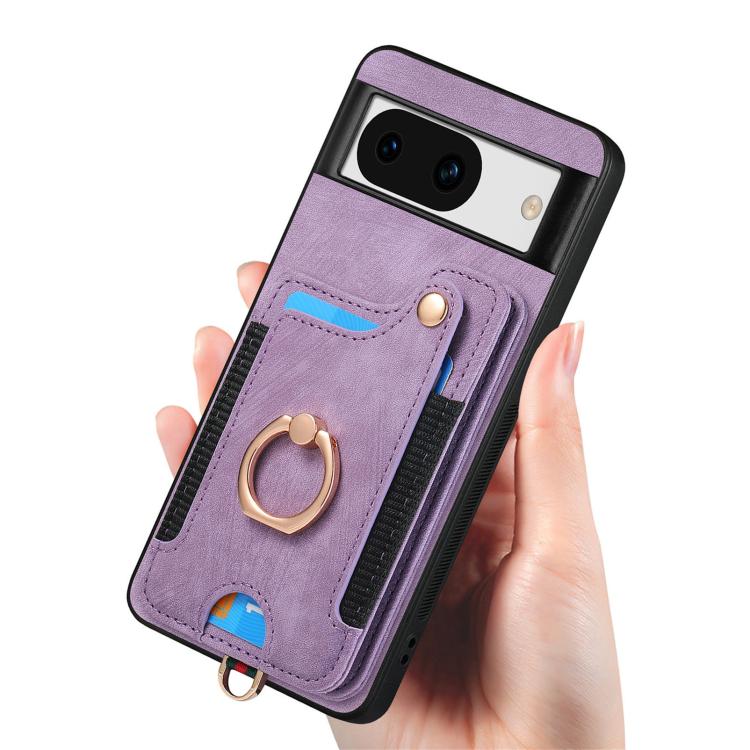 For Google Pixel 8a Retro Skin-feel Ring Multi-card Wallet Phone Case