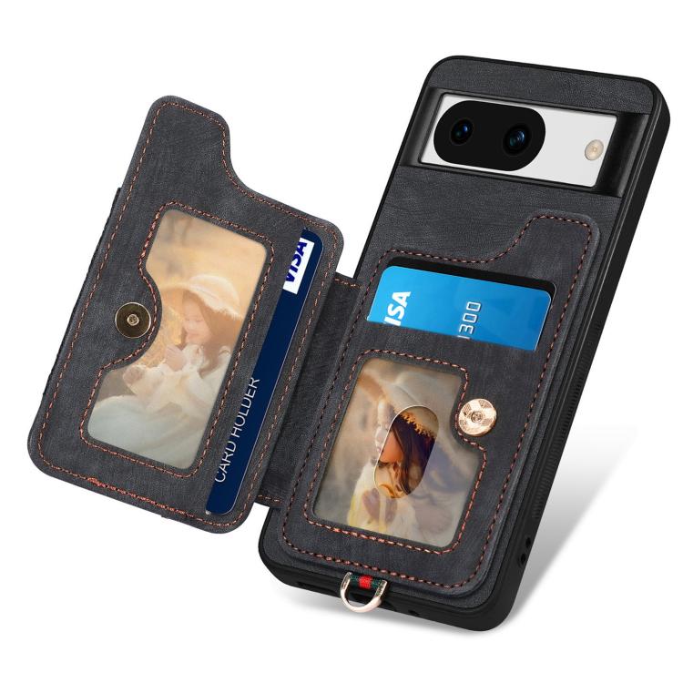 For Google Pixel 8a Retro Skin-feel Ring Multi-card Wallet Phone Case