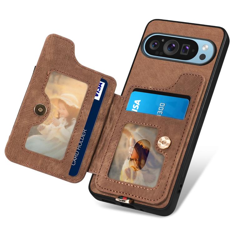 For Google Pixel 10 / 10 Pro Retro Skin-feel Ring Multi-card Wallet Phone Case