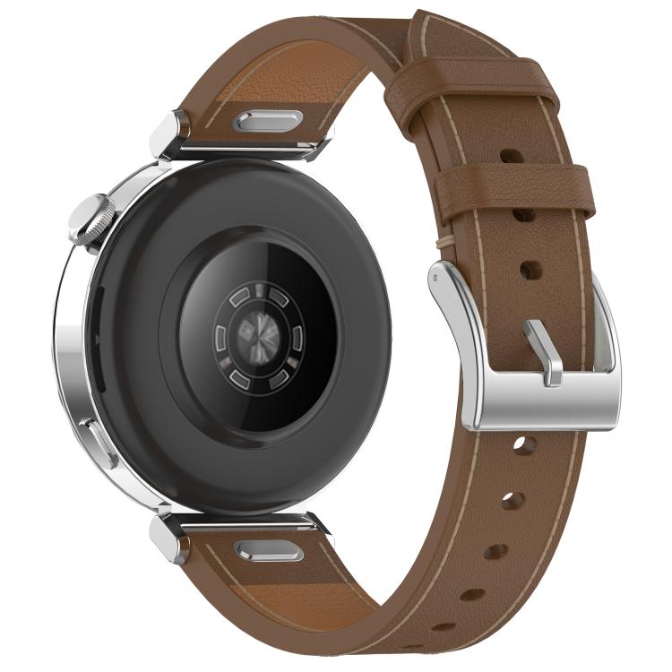For Garmin Forerunner 265S Press Button 18mm Leather Watch Band