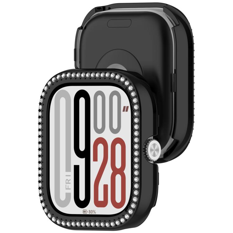 For Redmi Watch 5 Single Row Diamond Half Coverage PC Hollow Watch Protective Case
