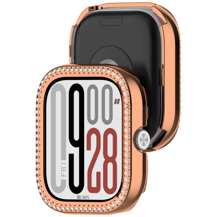 For Redmi Watch 5 Single Row Diamond Half Coverage PC Hollow Watch Protective Case