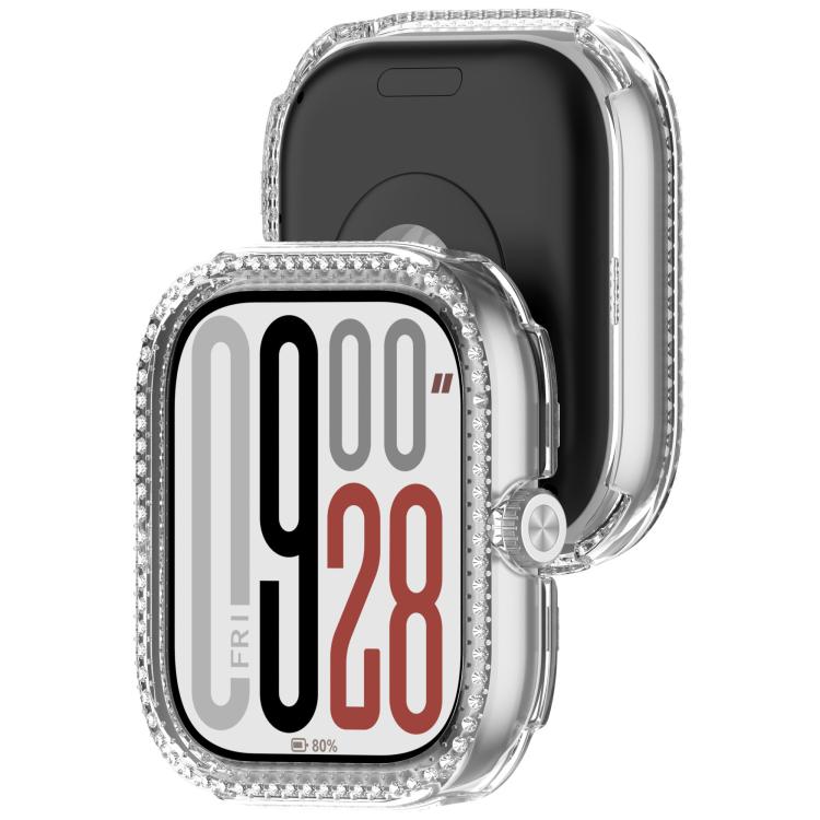 For Redmi Watch 5 Single Row Diamond Half Coverage PC Hollow Watch Protective Case