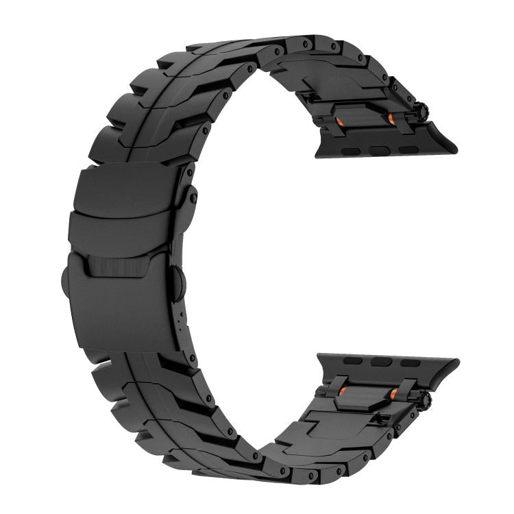 For Apple Watch 46mm / 49mm / 45mm / 44mm Stainless Steel Iron Man Safety Buckle Metal Watch Band