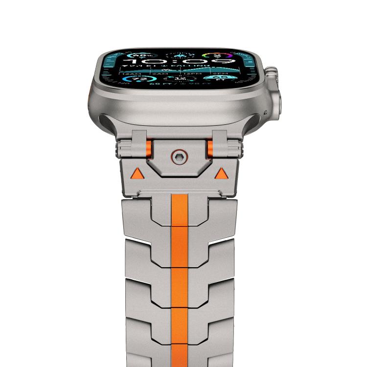 For Apple Watch 46mm / 49mm / 45mm / 44mm Stainless Steel Iron Man Safety Buckle Metal Watch Band