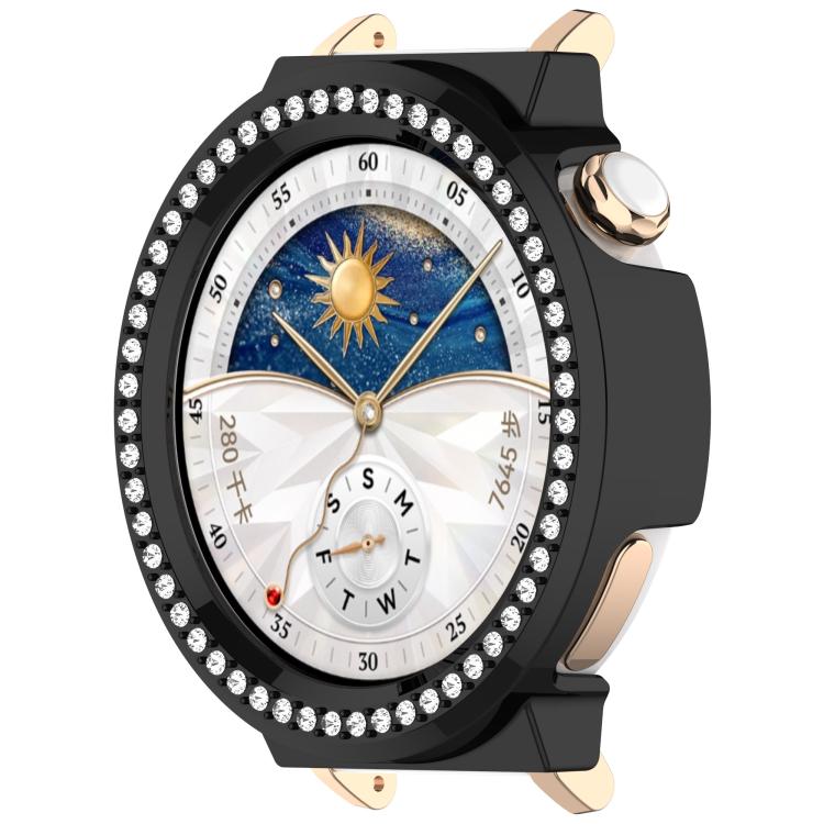 For Huawei Watch GT5 Pro 42mm Single Row Diamond Half Coverage PC Hollow Watch Protective Case