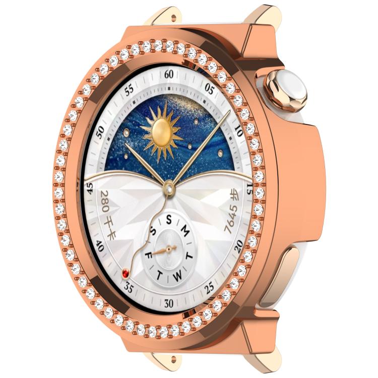 For Huawei Watch GT5 Pro 42mm Single Row Diamond Half Coverage PC Hollow Watch Protective Case