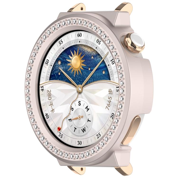 For Huawei Watch GT5 Pro 42mm Single Row Diamond Half Coverage PC Hollow Watch Protective Case