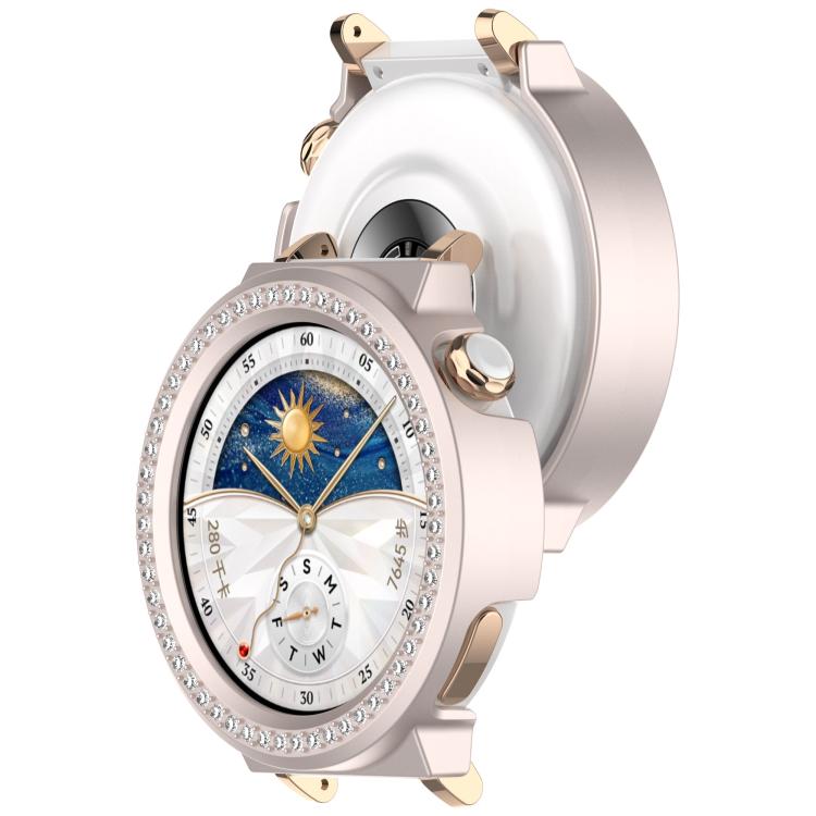 For Huawei Watch GT5 Pro 42mm Single Row Diamond Half Coverage PC Hollow Watch Protective Case