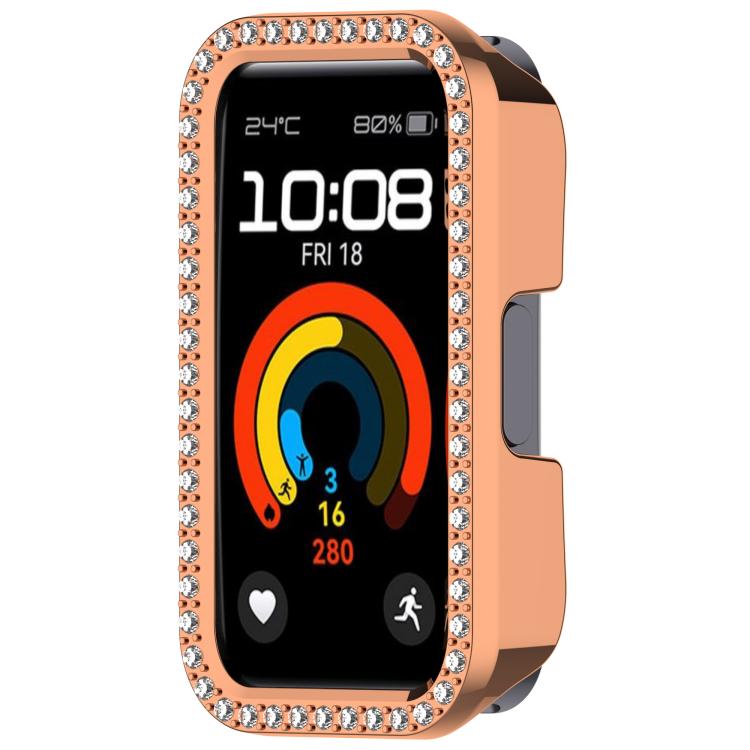 For Huawei Band 10 / 9 / 8 Single Row Diamond Half Coverage PC Hollow Watch Protective Case