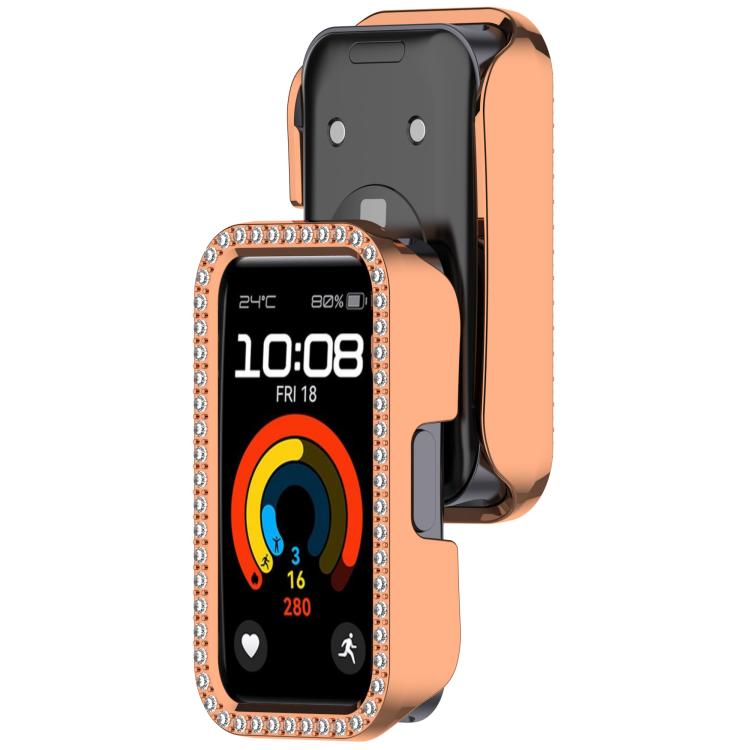 For Huawei Band 10 / 9 / 8 Single Row Diamond Half Coverage PC Hollow Watch Protective Case