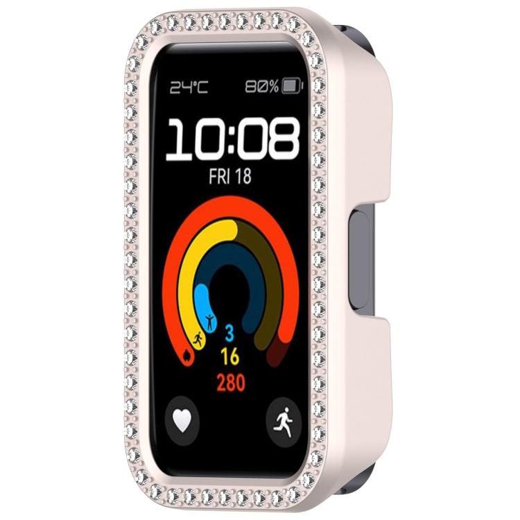 For Huawei Band 10 / 9 / 8 Single Row Diamond Half Coverage PC Hollow Watch Protective Case