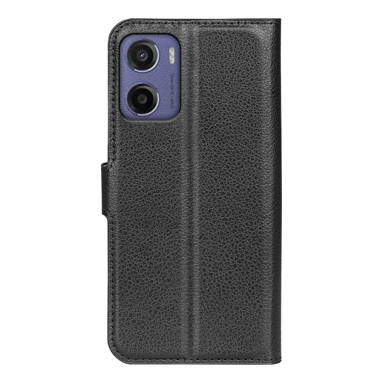 For Motorola Moto E15 Litchi Texture Horizontal Flip Leather Phone Case with Holder