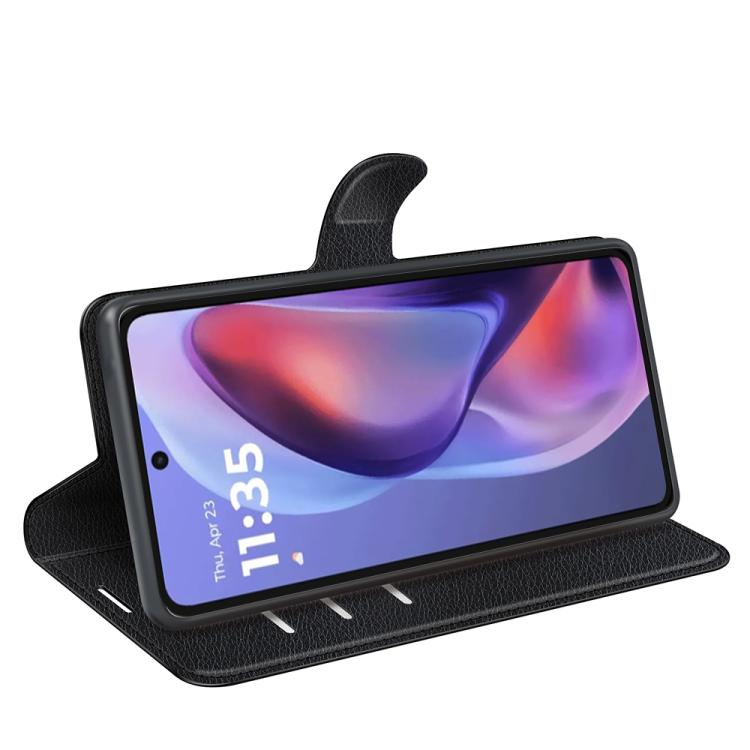 For Motorola Moto E15 Litchi Texture Horizontal Flip Leather Phone Case with Holder