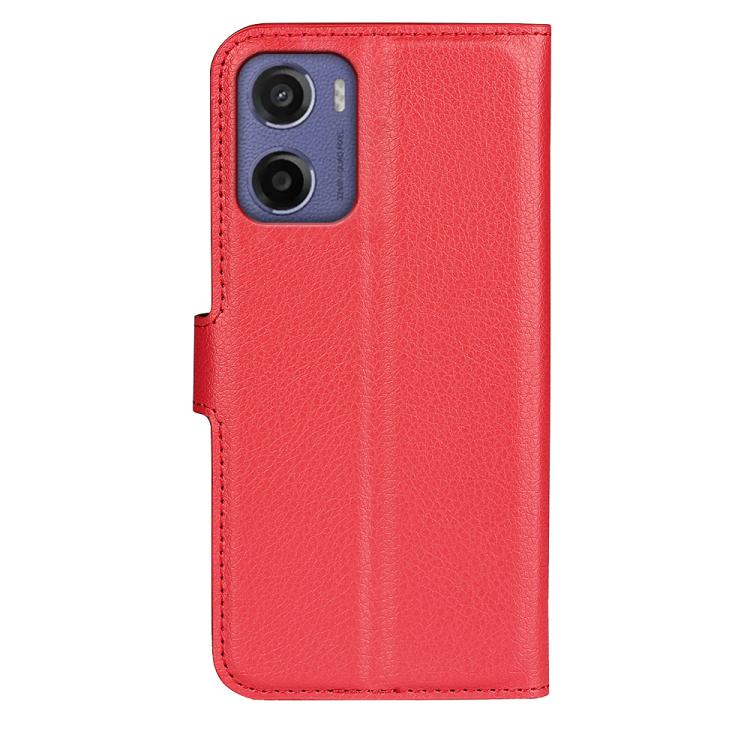 For Motorola Moto E15 Litchi Texture Horizontal Flip Leather Phone Case with Holder