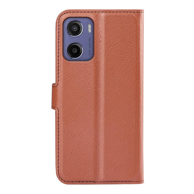 For Motorola Moto E15 Litchi Texture Horizontal Flip Leather Phone Case with Holder