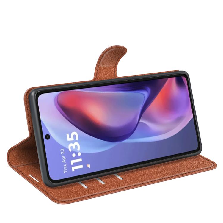 For Motorola Moto E15 Litchi Texture Horizontal Flip Leather Phone Case with Holder