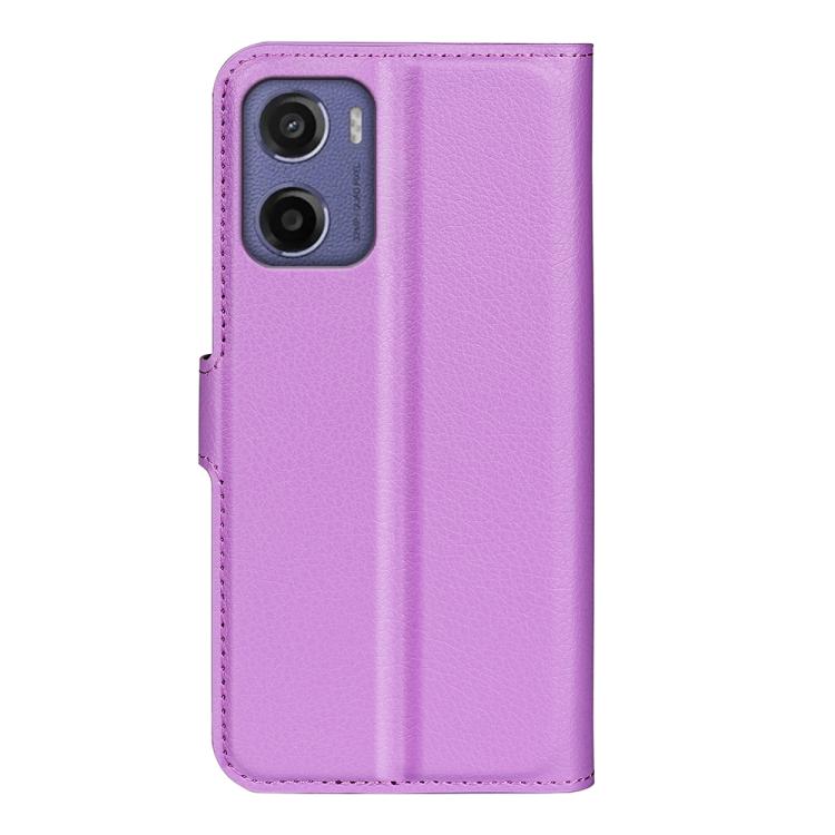 For Motorola Moto E15 Litchi Texture Horizontal Flip Leather Phone Case with Holder