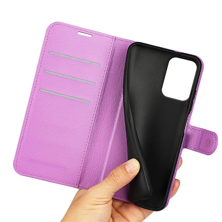 For Motorola Moto E15 Litchi Texture Horizontal Flip Leather Phone Case with Holder