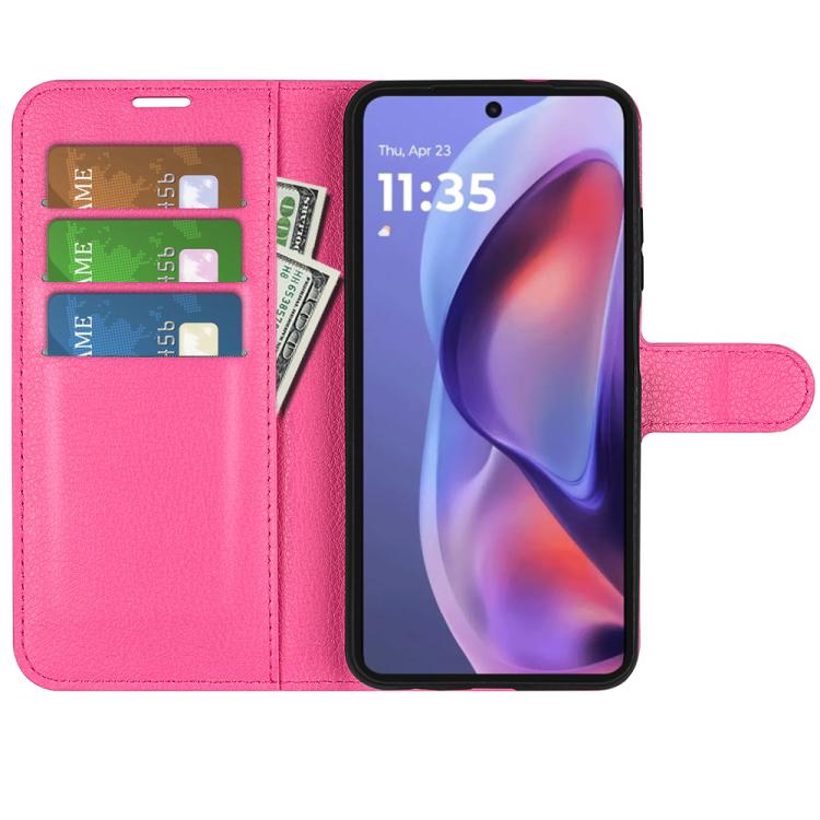 For Motorola Moto E15 Litchi Texture Horizontal Flip Leather Phone Case with Holder