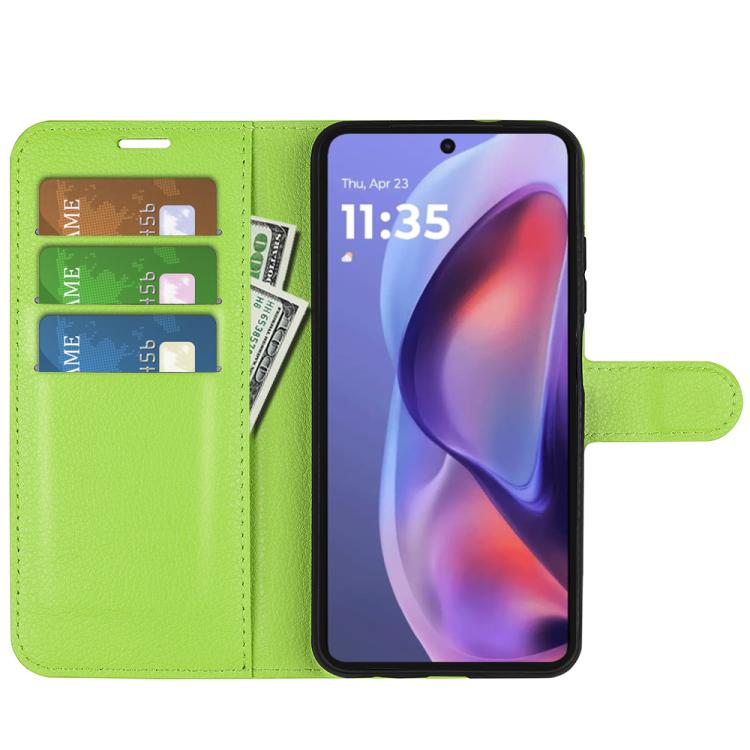 For Motorola Moto E15 Litchi Texture Horizontal Flip Leather Phone Case with Holder