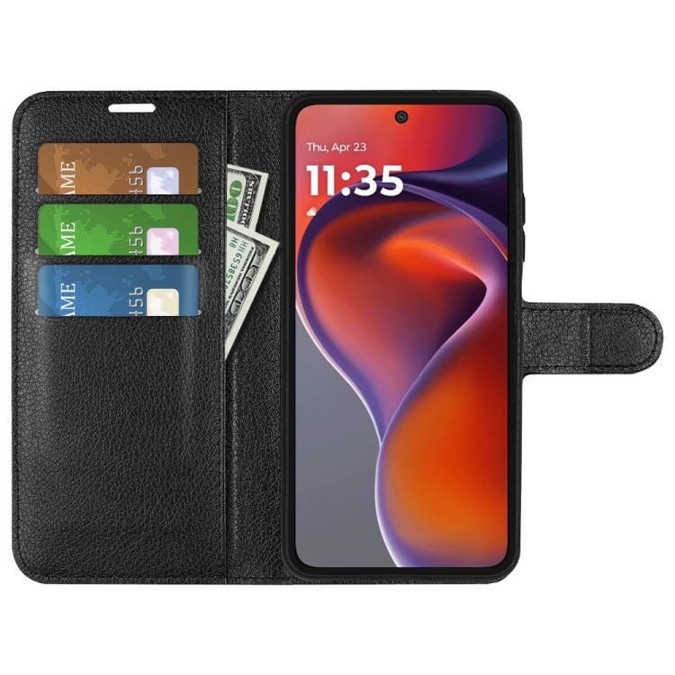 For Motorola Moto G15 Litchi Texture Horizontal Flip Leather Phone Case with Holder
