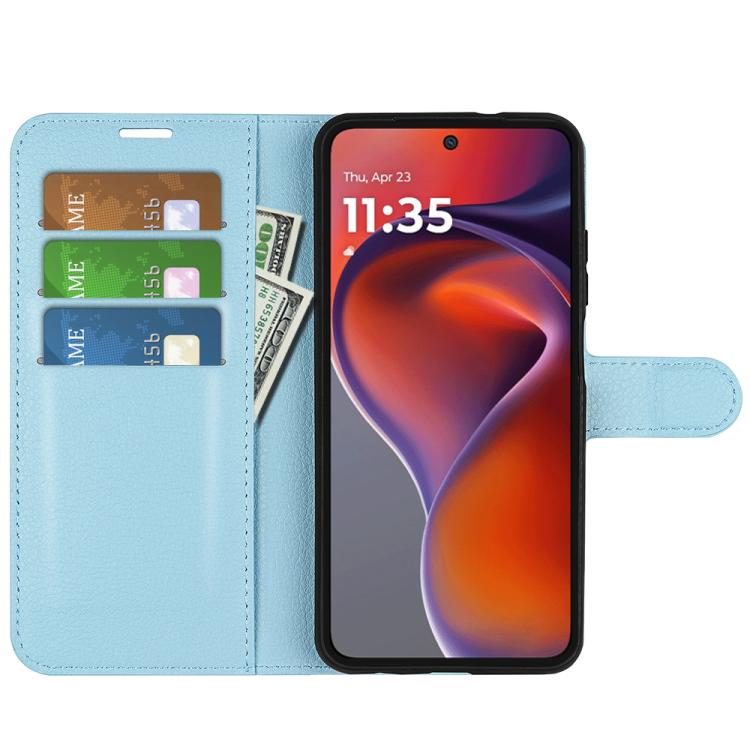 For Motorola Moto G15 Litchi Texture Horizontal Flip Leather Phone Case with Holder