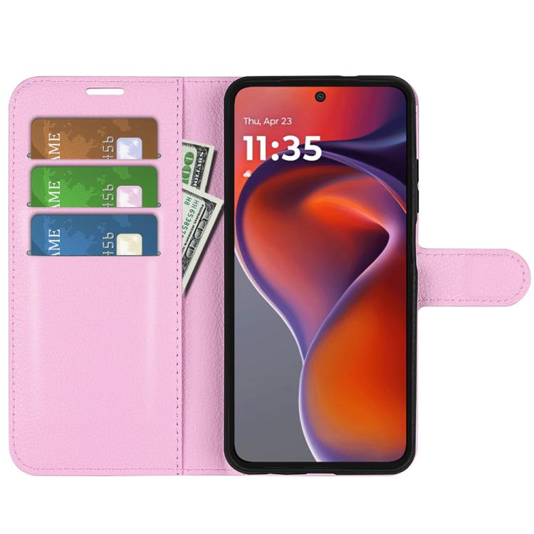 For Motorola Moto G15 Litchi Texture Horizontal Flip Leather Phone Case with Holder