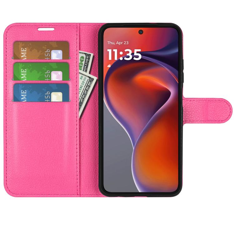 For Motorola Moto G15 Litchi Texture Horizontal Flip Leather Phone Case with Holder