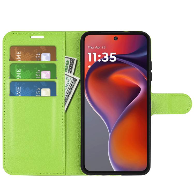 For Motorola Moto G15 Litchi Texture Horizontal Flip Leather Phone Case with Holder