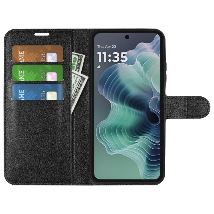 For Motorola Moto G35 Litchi Texture Horizontal Flip Leather Phone Case with Holder