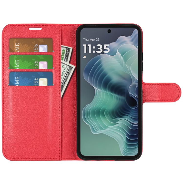 For Motorola Moto G35 Litchi Texture Horizontal Flip Leather Phone Case with Holder