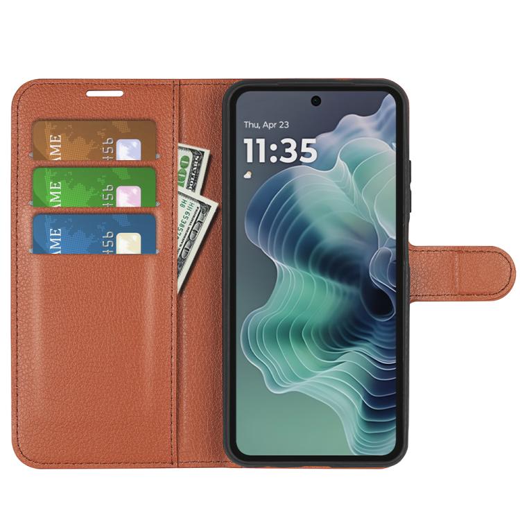 For Motorola Moto G35 Litchi Texture Horizontal Flip Leather Phone Case with Holder