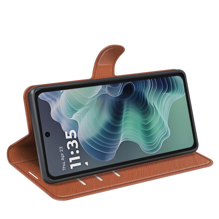 For Motorola Moto G35 Litchi Texture Horizontal Flip Leather Phone Case with Holder