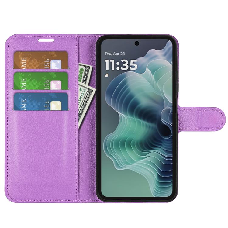 For Motorola Moto G35 Litchi Texture Horizontal Flip Leather Phone Case with Holder