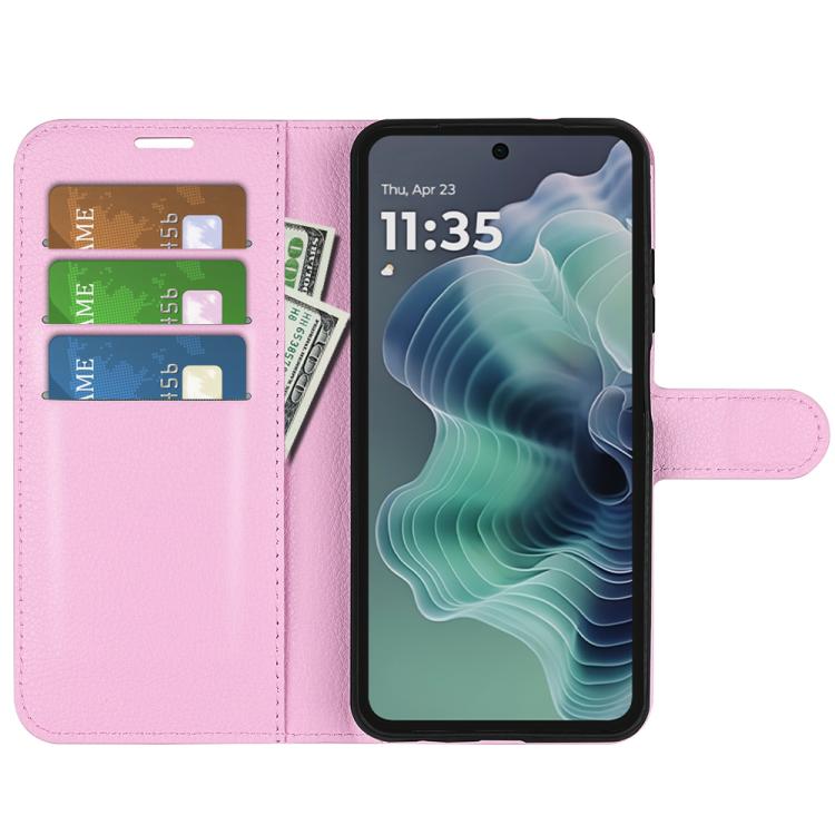 For Motorola Moto G35 Litchi Texture Horizontal Flip Leather Phone Case with Holder