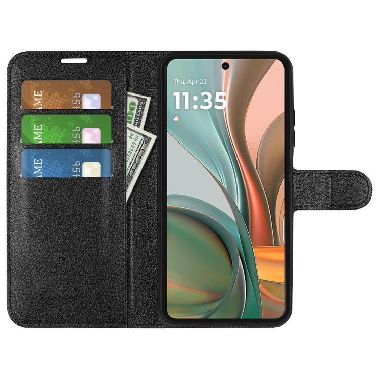 For Motorola Moto G75 Litchi Texture Horizontal Flip Leather Phone Case with Holder
