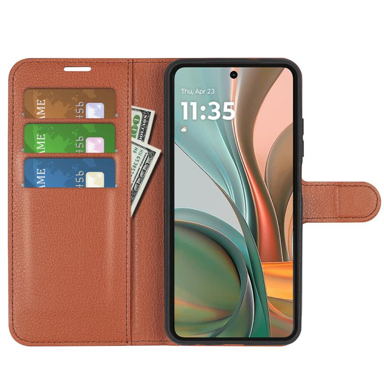 For Motorola Moto G75 Litchi Texture Horizontal Flip Leather Phone Case with Holder