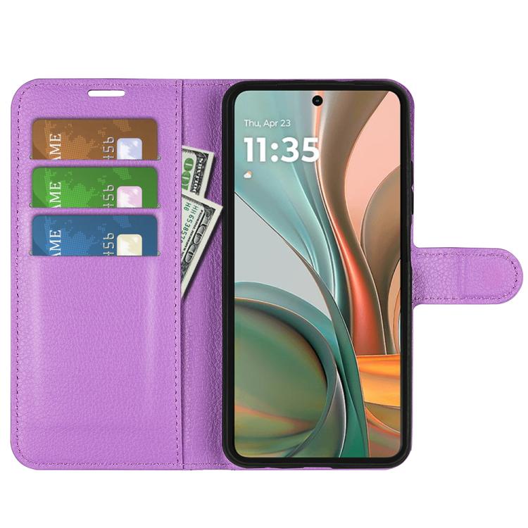 For Motorola Moto G75 Litchi Texture Horizontal Flip Leather Phone Case with Holder