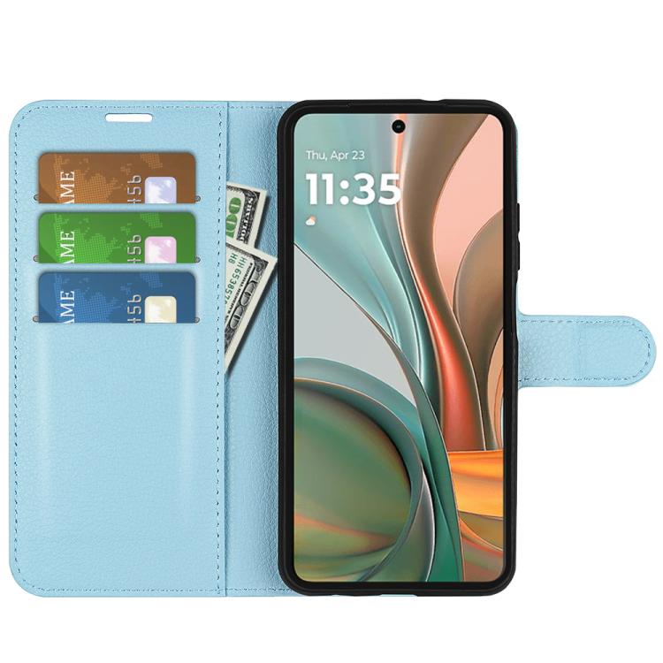 For Motorola Moto G75 Litchi Texture Horizontal Flip Leather Phone Case with Holder